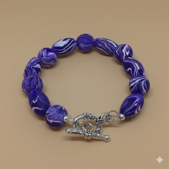 Unique Handmade Polymer Clay Bead Bracelet - Picture 9 of 14